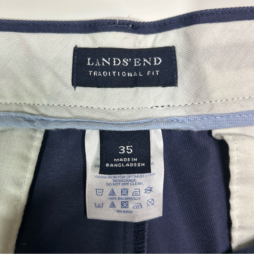 Vintage Lands End Pants Men’s 35 Blue Cotton Chinos Business Casual Office - Picture 10 of 16